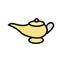 lamp, Genie, Genie Lamp, Free0007 Black icon