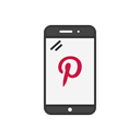 Mobile, phone, social media, pinterest logo Black icon