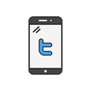 Mobile, phone, twitter, social media Black icon