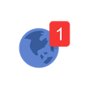 globe, notification, world map, one notification Black icon