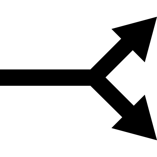 Arrow, Arrows, double arrow, right arrow, straight, two, double, One, Bifurcation icon