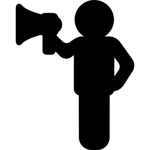 megaphone, announcer, shout, stick man, loudspeaker, people, protest icon