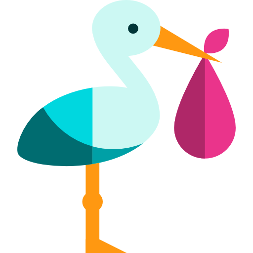 people newborn stork birth baby kid and baby animals bird icon