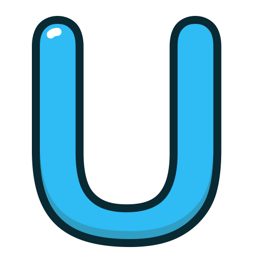 Blue Letter Alphabet u  letters icon