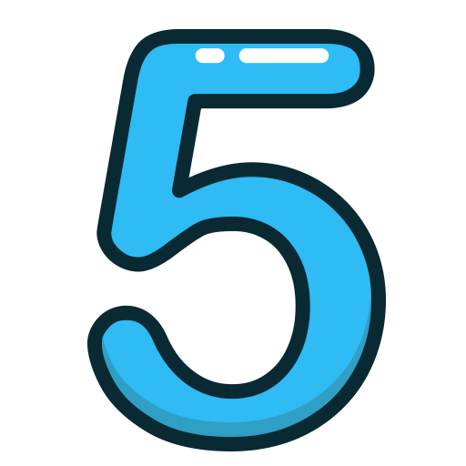 Blue, numbers, number, study, five icon
