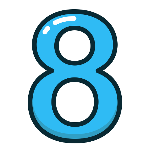 Blue, numbers, number, study, Eight icon