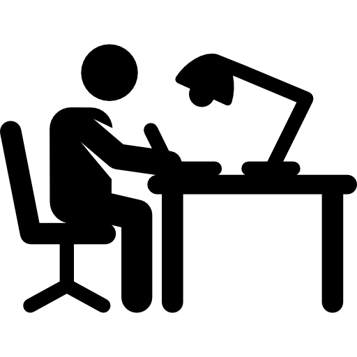 desk, learning, studying, Humanpictos, people, education icon
