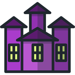 Halloween Fun Spooky Haunted House Amusement Park Icon