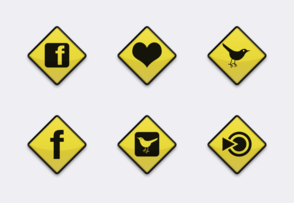 Yellow road sign icon packages