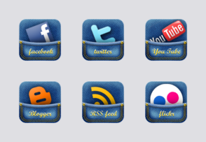 Jeans pocket social media icons icon packages