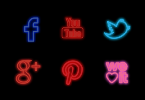 Neon Social Icons Set icon packages
