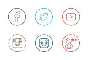 Neon Line Social Circles Colors icon packages