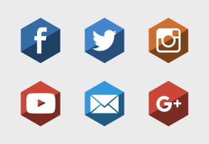 Miu hexagon gloss social icon packages