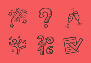 New Year's Hand Drawn - Basic icon packages