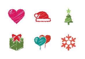 Christmas hand drawn scribbles Icons icon packages