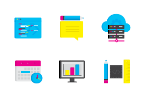 CMYK: Product development icon packages