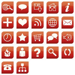 Glossy Red Web icon packages