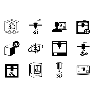 3D Printer Set icon packages