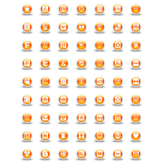 Glossy Orange Orb Social Media icon packages