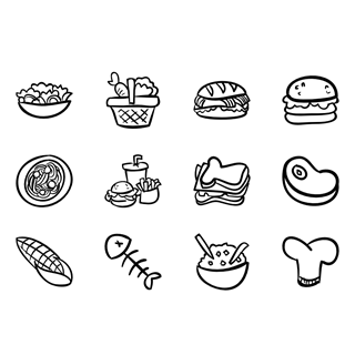 Handrawn cooking icon packages