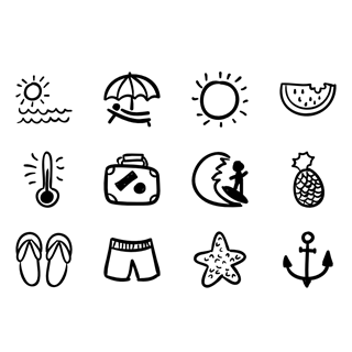 Hand Drawn Beach icon packages