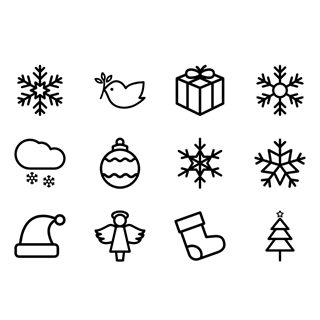 Merry Christmas Line icon packages