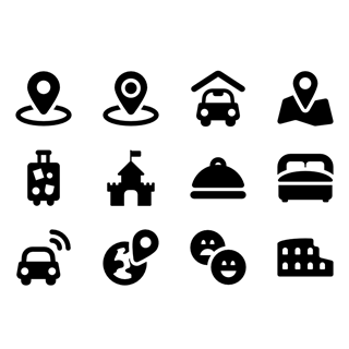Tourism in the city icon packages