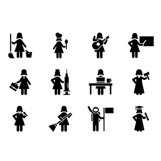 Working women icon packages