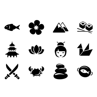 Japanese culture icon packages