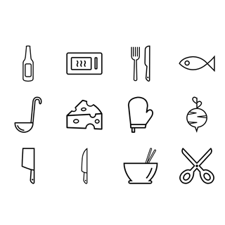 Kitchen stroke icon packages