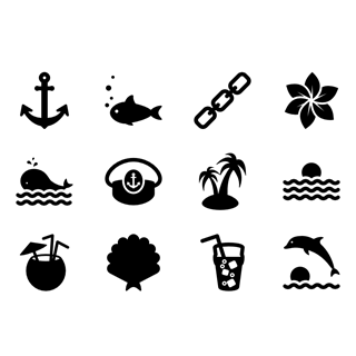 Sea and beach icon packages