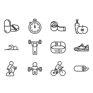 Healthly lifestyle icon packages