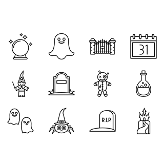 Lineal Halloween icon packages