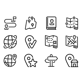 Map, Pins and Navigation icon packages