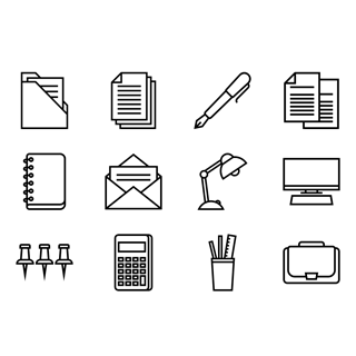 Office Supplies Line Craft icon packages