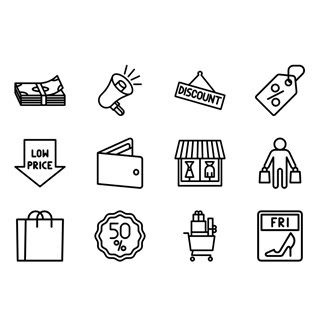 Black Friday Line Craft icon packages