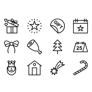 Lineal Christmas icon packages