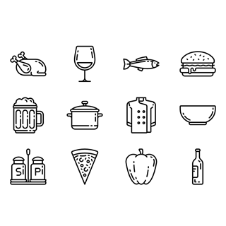 Gastronomy Line Craft icon packages