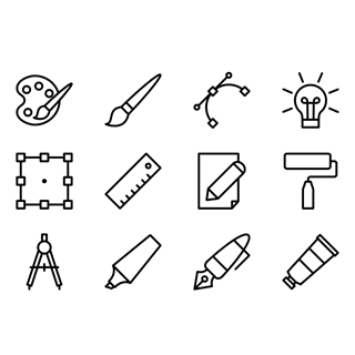 Desing and Paiting Tools Linear icon packages
