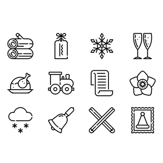 Christmas Collection Line Craft icon packages