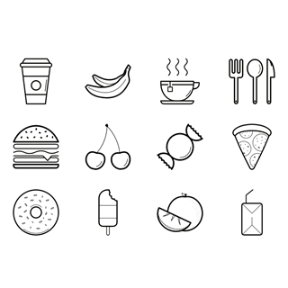 Kitchen food icon packages