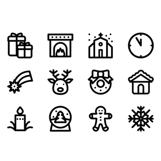 Xmas Festivity Outline icon packages