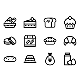 Bakery Lineal icon packages