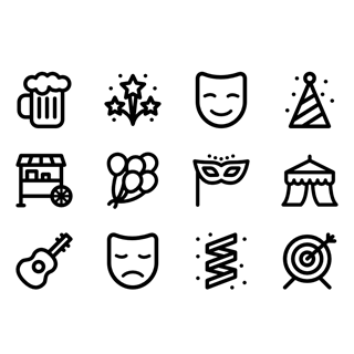 Carnival and Party Lineal icon packages