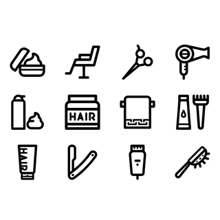 Linear Hairdressing Salon Elements icon packages