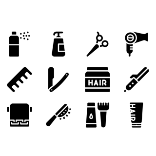 Filled Hairdressing Salon Elements icon packages