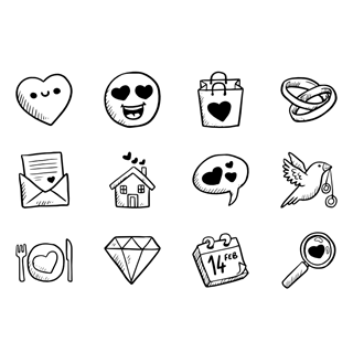 Hand Drawn Love Elements icon packages