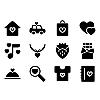 Valentines Day Filled Elements icon packages