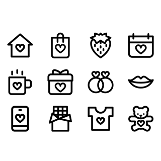 Valentines Day Linear Elements icon packages