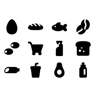 Filled Supermarket Products icon packages